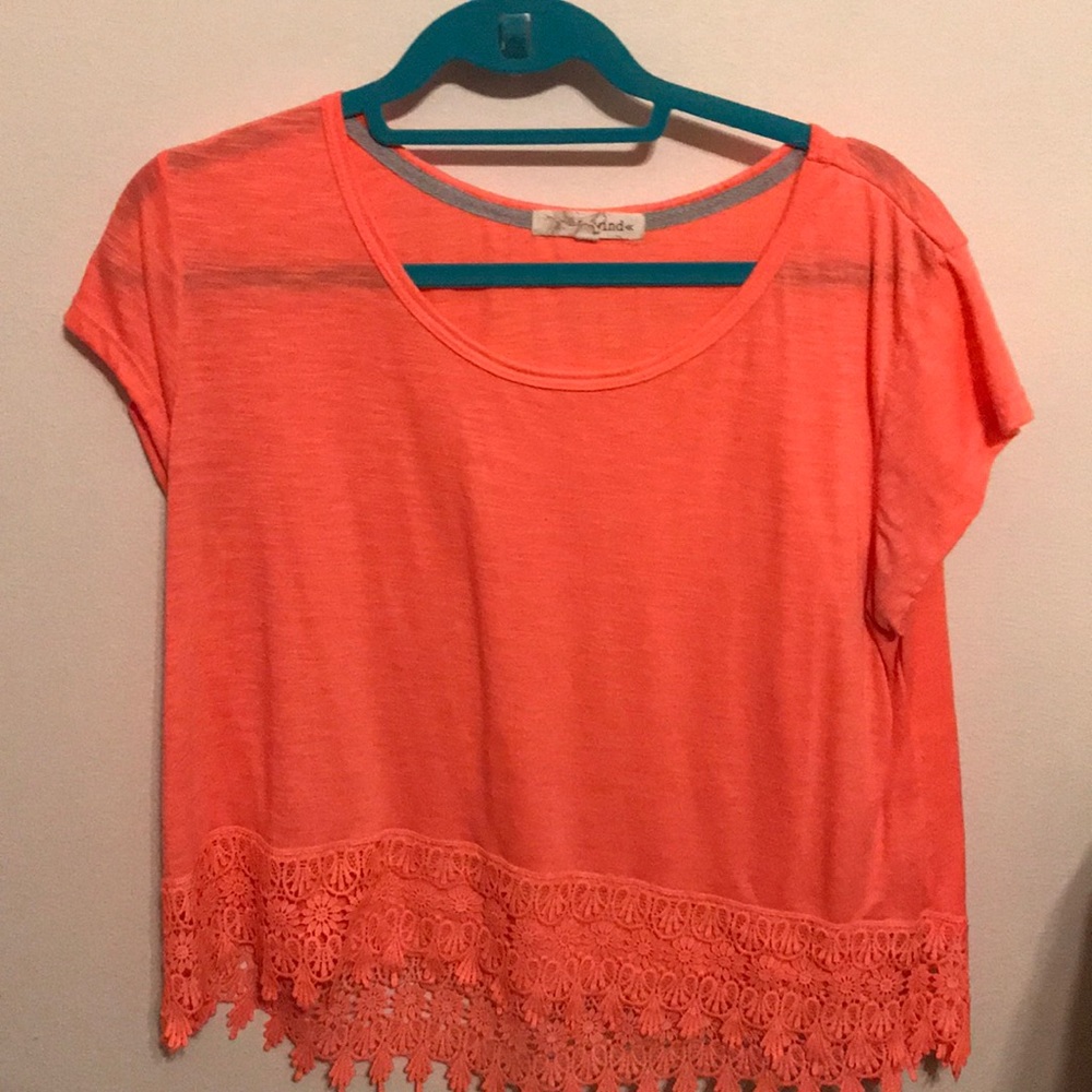 Neon crop lace tee